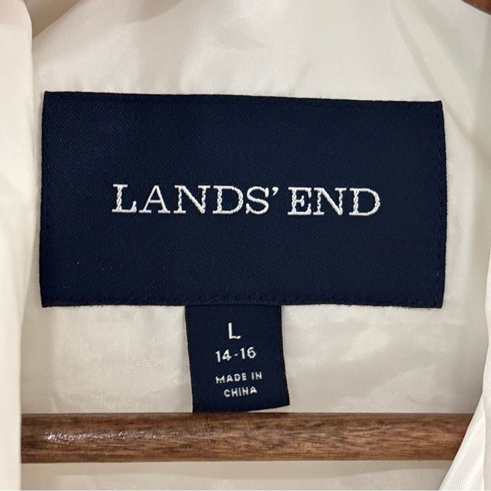 Lands End Women’s Full Zip Down Filled Puffer Vest Size Large Winter White EUC - Picture 3 of 9